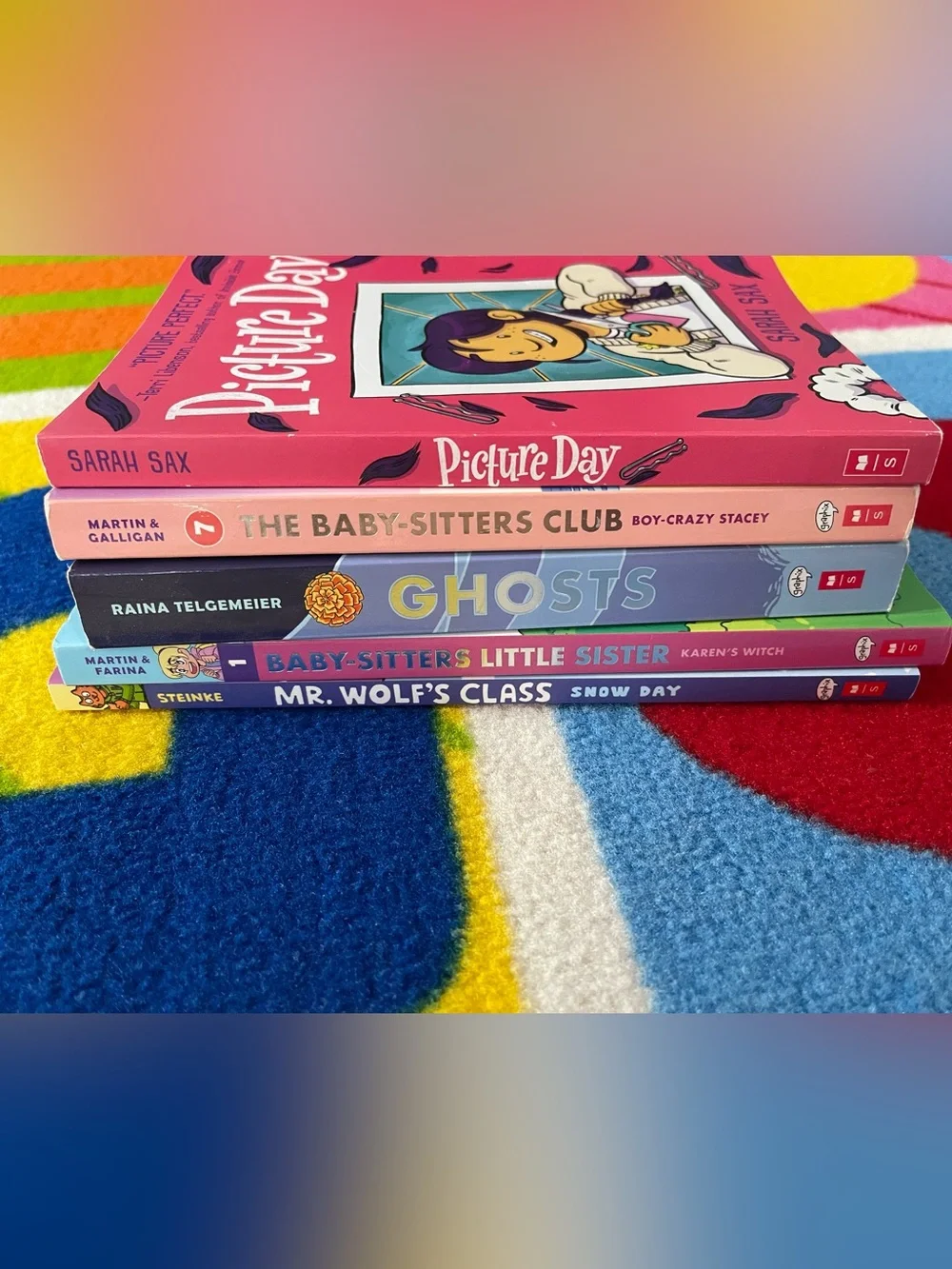 Kids Graphic Novel Book Lot Baby-Sitters Club Ghosts Picture Day Mr Wolf